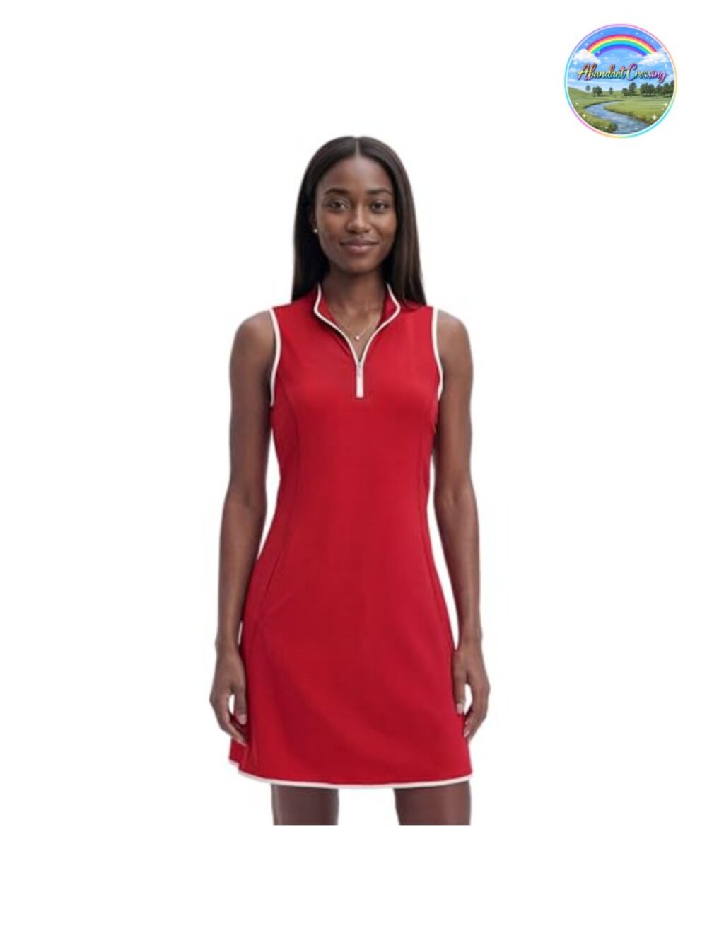 IZOD Women's Athletic Tennis Dress Quarter Zip Sleeveless A-Line with Pockets